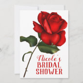 Rode Roos Sneeuwwitje Bruidsdouche Kaart (Voorkant)