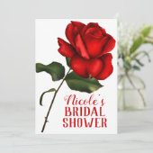 Rode Roos Sneeuwwitje Bruidsdouche Kaart (Staand voorkant)