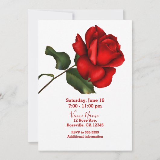 Rode Roos Sneeuwwitje & De Prins Sweet 16 Feest Kaart (Achterkant)