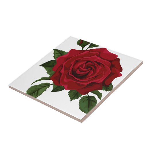 Rode roos tegeltje (Zijkant)