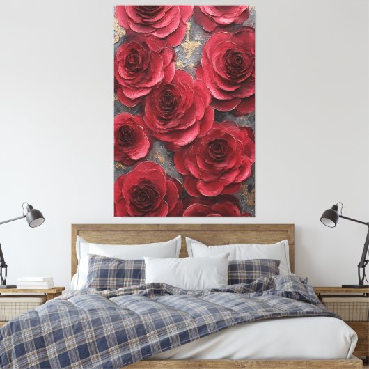 Rode Roos Textuur Abstracte Wandkunst Canvas Afdruk (Insitu (Slaapkamer))