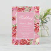 Rode roos trouwkaart aankondiging (Staand voorkant)