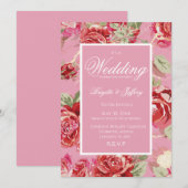 Rode roos trouwkaart aankondiging (Voorkant / Achterkant)