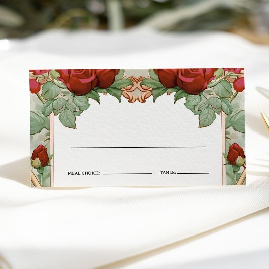  Rode Roos Trouwmaaltijd Keuze Plaats Kaart Plaatskaartje