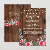 Rode Roos Trouwreceptie Kaarten Hout Roze Bloemen (Voorkant / Achterkant)