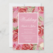 Rode roos trouwuitnodiging