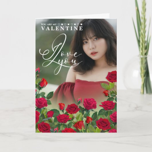 Rode Roos Valentijnsdag Aangepaste Tekst Ik Hou va Kaart (Voorkant)