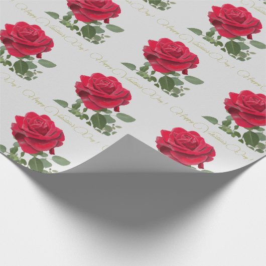 Rode roos - valentijnsdag cadeaupapier (Hoek)