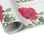 Rode roos - valentijnsdag cadeaupapier (Rol Hoek)