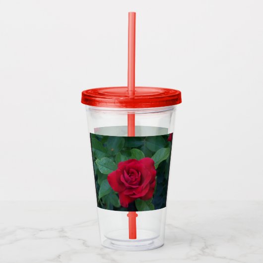 Rode Roos Van dichtbij Acryl Drinkbeker (Voorkant)