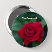 Rode Roos van dichtbij Ronde Button 4,0 Cm (Voorkant /achterkant)