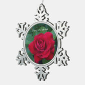 Rode Roos Van dichtbij Tin Sneeuwvlok Ornament (Rechts)