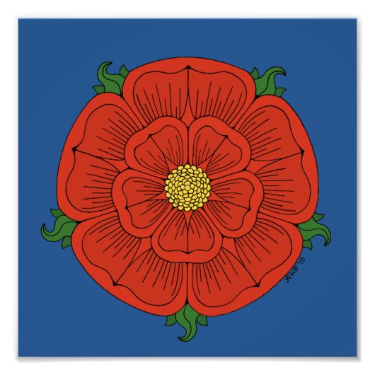 Rode Roos van Lancaster Foto Afdruk (Voorkant)