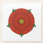 Rode Roos van Lancaster Glazen Onderzetter (Voorkant)