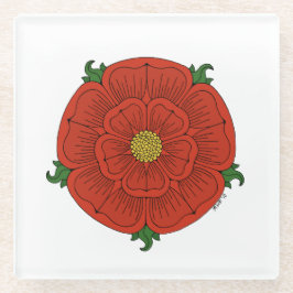 Rode Roos van Lancaster Glazen Onderzetter