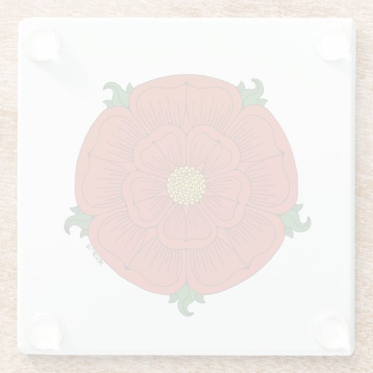 Rode Roos van Lancaster Glazen Onderzetter (Achterkant)