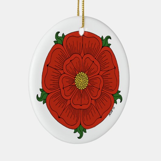 Rode Roos van Lancaster Keramisch Ornament (Rechts)
