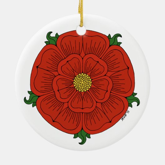 Rode Roos van Lancaster Keramisch Ornament (Achterkant)