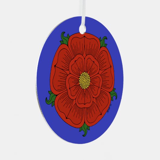 Rode Roos van Lancaster Metalen Ornament (Voorkant Rechts)