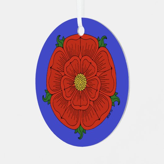 Rode Roos van Lancaster Metalen Ornament (Voorkant links)