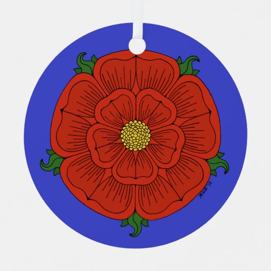 Rode Roos van Lancaster Metalen Ornament (Voorkant)