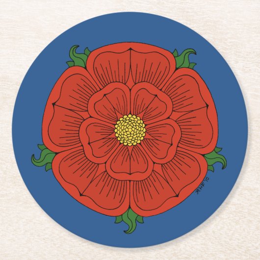 Rode Roos van Lancaster Ronde Kartonnen Onderzetter (Voorkant)