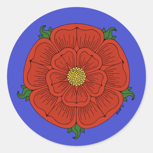 Rode Roos van Lancaster Ronde Sticker (Voorkant)