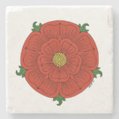 Rode Roos van Lancaster Stenen Onderzetter (Voorkant)