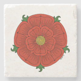 Rode Roos van Lancaster Stenen Onderzetter