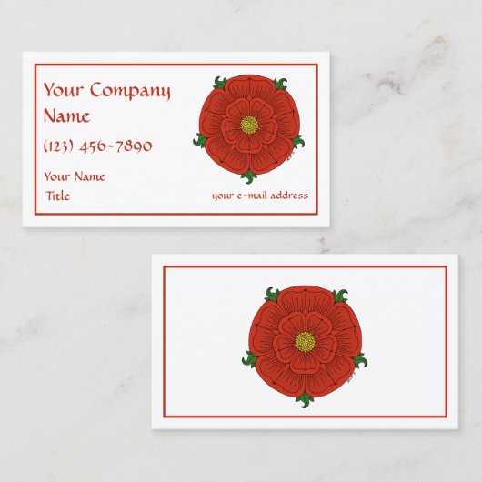 Rode Roos van Lancaster Visitekaartje (Voorkant / Achterkant)