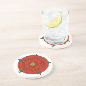 Rode Roos van Lancaster Zandsteen Onderzetter (Zijkant)