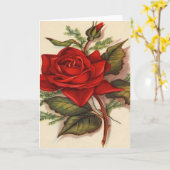 , Rode Roos Verjaardag Kaart (Gele Bloem)