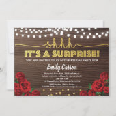 Rode roos verrassing 80ste verjaardag uitnodiging (Voorkant)