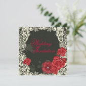  Rode Roos Victoriaans gotische bruiloft Kaart (Staand voorkant)