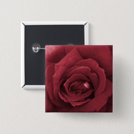 rode roos vierkante button 5,1 cm (Voorkant /achterkant)