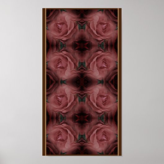Rode Roos Vintage Bloem Kunst Patroon Poster (Voorkant)