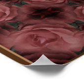 Rode Roos Vintage Bloem Kunst Patroon Poster (Hoek)