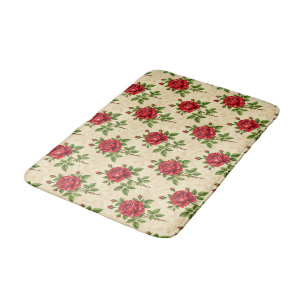 Rode roos vintage patroon badmat