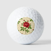 Rode roos vintage patroon golfballen (Voorkant)