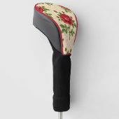 Rode roos vintage patroon golfheadcover (Schuin)