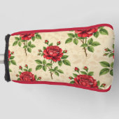 Rode roos vintage patroon golfheadcover (Voorkant)