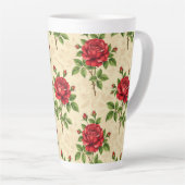 Rode roos vintage patroon latte mok (Rechterhoek)