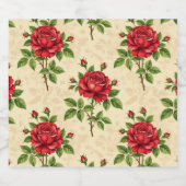 Rode roos vintage patroon likeurfles etiket (Enkel label)