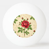 Rode roos vintage patroon pingpongbal (Voorkant)