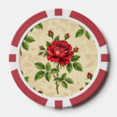 Rode roos vintage patroon poker chips (Voorkant)