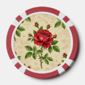 Rode roos vintage patroon poker chips (Achterkant)