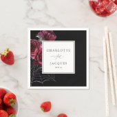 Rode Roos & Vleermuizen Halloween bruiloft - Zwart Servet (Insitu)