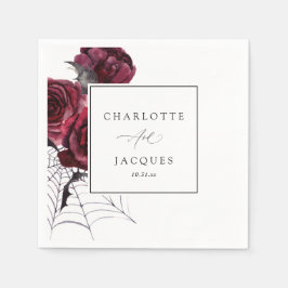 Rode Roos & Vleermuizen Halloween Huwelijk - Wit Servet