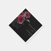 Rode Roos & Vleermuizen Halloween Huwelijk - Zwart Servet (Hoek)