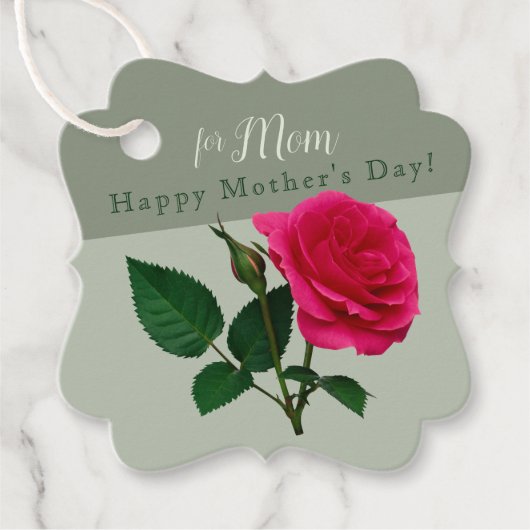 Rode roos voor mama Happy Moederdag CC1103 Bedankjes Labels (Voorkant)